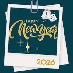 Happy new year gretting card 2026 vector elegant green