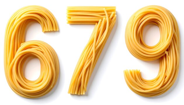 Creative Numbers Made of Pasta - 6, 7, and 9 on White. - Powered by Adobe