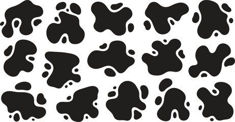 Set of colored amoeba organic irregular shapes. Creative liquid blob elements, various cartoon organic shapes.