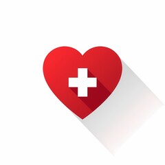 Fototapeta premium Red heart with medical cross symbolizing care and health support for community well-being Generative AI