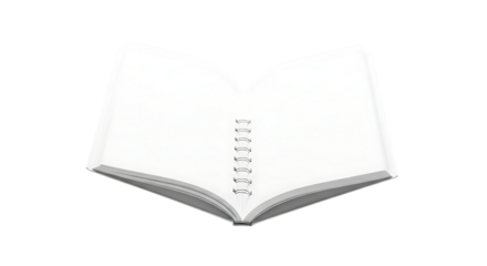 Open blank notebook with spiral binding on a black background