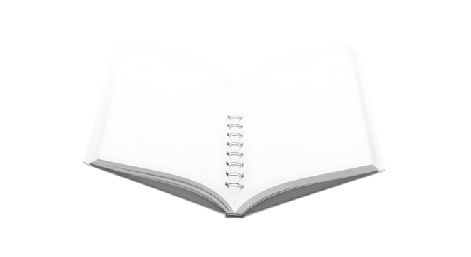 Open blank notebook with spiral binding on a black background - Powered by Adobe