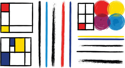 Colorful background in mondrian style. Vector illustration for your graphic design.