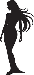 Elegant silhouette of a woman with flowing hair