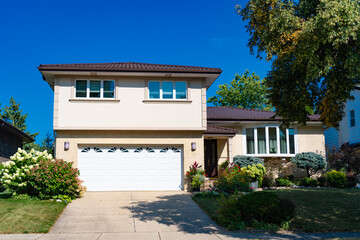 Private house. Neighborhood architecture. Property in neighborhood. Residential property house....