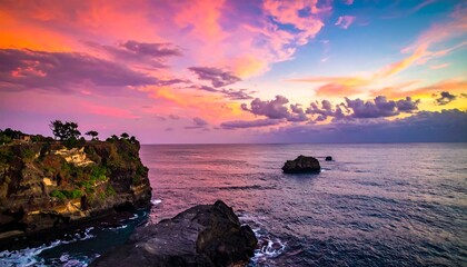 Dramatic Coastal Sunset - A Symphony of Colors Over the Ocean.