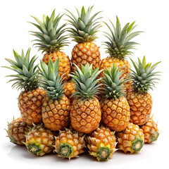 Fototapeta premium Heap of pineapples (mini baby pineapples), stacked, rough skin details