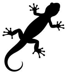 Obraz premium Gecko Silhouette Vector Icon Top View Reptile Design, Transparent Background