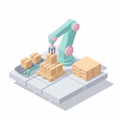 Isometric 3D Fast Conveyor Robotic Arm