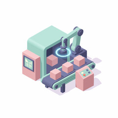 Isometric 3D Robotic Arm Chemical Processing Unit