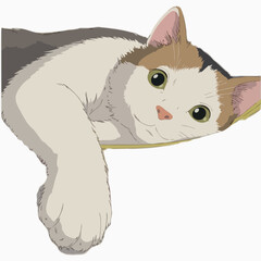 Cute black and white cartoon dog and cat pets vector illustration drawing of a happy domestic mammal puppy and kitten