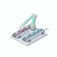 Isometric 3D Dual Robotic Arms on Conveyor