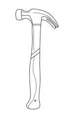 Vector illustration of a claw hammer in simple line art style. Perfect for woodworking tools, DIY projects, carpentry icons, construction designs, repair stickers and coloring pages.