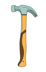 Vector illustration of a claw hammer in simple line art style. Perfect for woodworking tools, DIY projects, carpentry icons, construction designs, repair stickers and coloring pages.