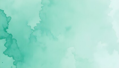 Obraz premium Mint Green Gradient Watercolor Background with Hand-Drawn Aquarelle Texture for Creative Design Projects