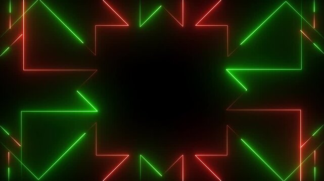 cube neon geometric frame on black colour background, copy space ,looped,4k resolution light sweep glowing animate.
