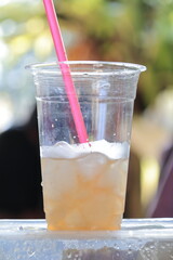 Refreshing Iced Beverage in a Clear Plastic Cup