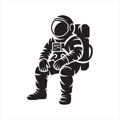 Astronaut Floating in Space Silhouette Illustration Isolated on White Background