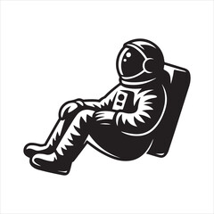 Astronaut Floating in Space Silhouette Illustration Isolated on White Background