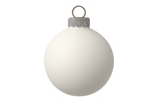 White christmas ornament hanging on transparent background
