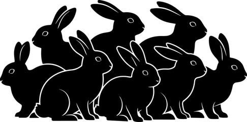 Rabbit Silhouette Bundle &ndash; Cute Bunny Vector Set