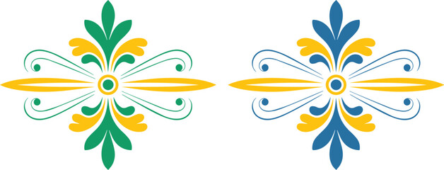 Colorful Stylized Floral Ornaments for Decoration