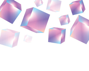 Modern purple blue pink shiny 3d cube illustration vector