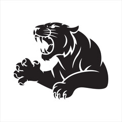 Roaring Tiger Silhouette Logo Vector Illustration