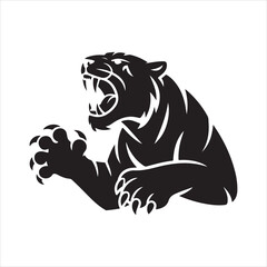 Roaring Tiger Silhouette Logo Vector Illustration