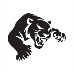 Roaring Tiger Silhouette Logo Vector Illustration