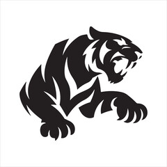Roaring Tiger Silhouette Logo Vector Illustration