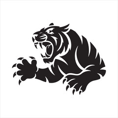 Roaring Tiger Silhouette Logo Vector Illustration