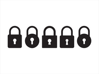 Lock and Padlock Silhouette Icon Set Vector Illustration