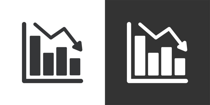 Bar Chart with Volatile Decrease icon. Solid glyph series icon