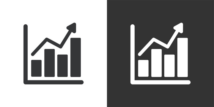 Bar Chart with Volatile Increase icon. Solid glyph series icon