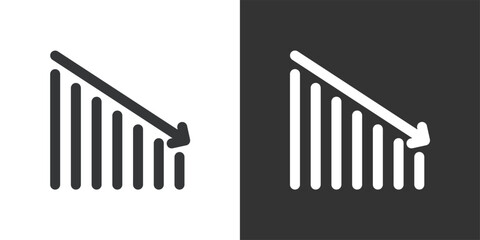 Bar Chart with Steady Decrease icon. Solid glyph series icon