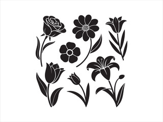 Decorative Floral Silhouette Icon Collection