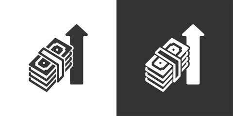 Cash Increase icon. Solid glyph series icon