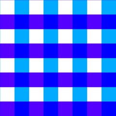 A vibrant checkered pattern composed of alternating squares in bright blue, purple, white, and cyan. The grid is uniform, creating a bold and colorful repeating design similar to a digital or fabric .