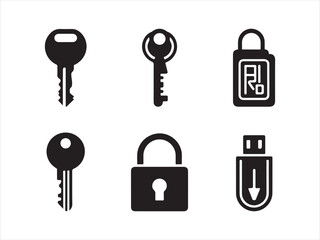 Security Icons Set | Keys Lock USB and Access Symbols