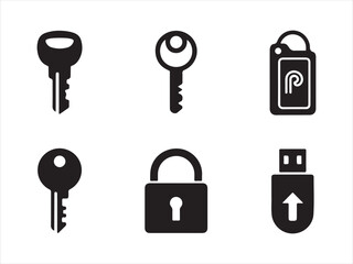 Security Icon Set | Keys Lock and USB Access Symbols
