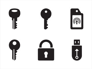 Security Icon Set | Keys Lock and USB Access Symbols