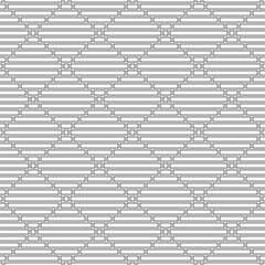 Geometric ornament black and white seamless pattern. Outline simple geometric shapes background. Folk motif. Stylish texture.