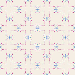 Abstract seamless color pattern. Geometric ornamental style. Decorative pattern. Pink and blue colors vector background.