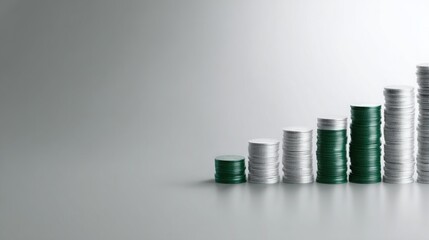 Stack of coins representing financial growth in a digital cash flow forecast icon concept for economic planning