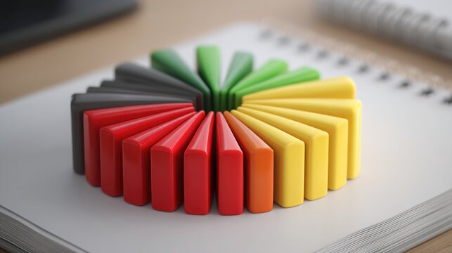 Vibrant colorful pie chart representing data in a digital esg scorecard icon concept for simplified reporting