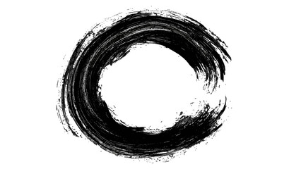 Enso circle in black ink, a symbol of enlightenment, strength, and elegance in Zen Buddhism, painted with a brush.