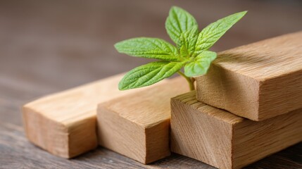 A plant growing out of a wooden block illustrating eco policy adoption and sustainable practices in environmental management