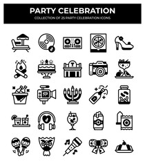 Party Celebration Icons. 25 Unique Vector Icons for Festive Events