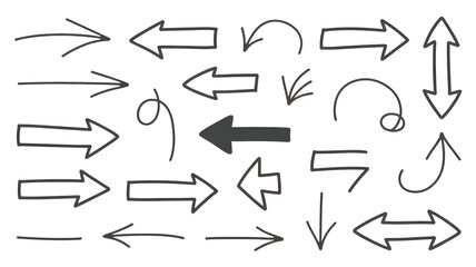 A collection of various hand drawn arrows on a black background